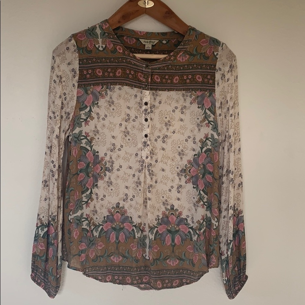 ☘Lucky Brand print shirt L